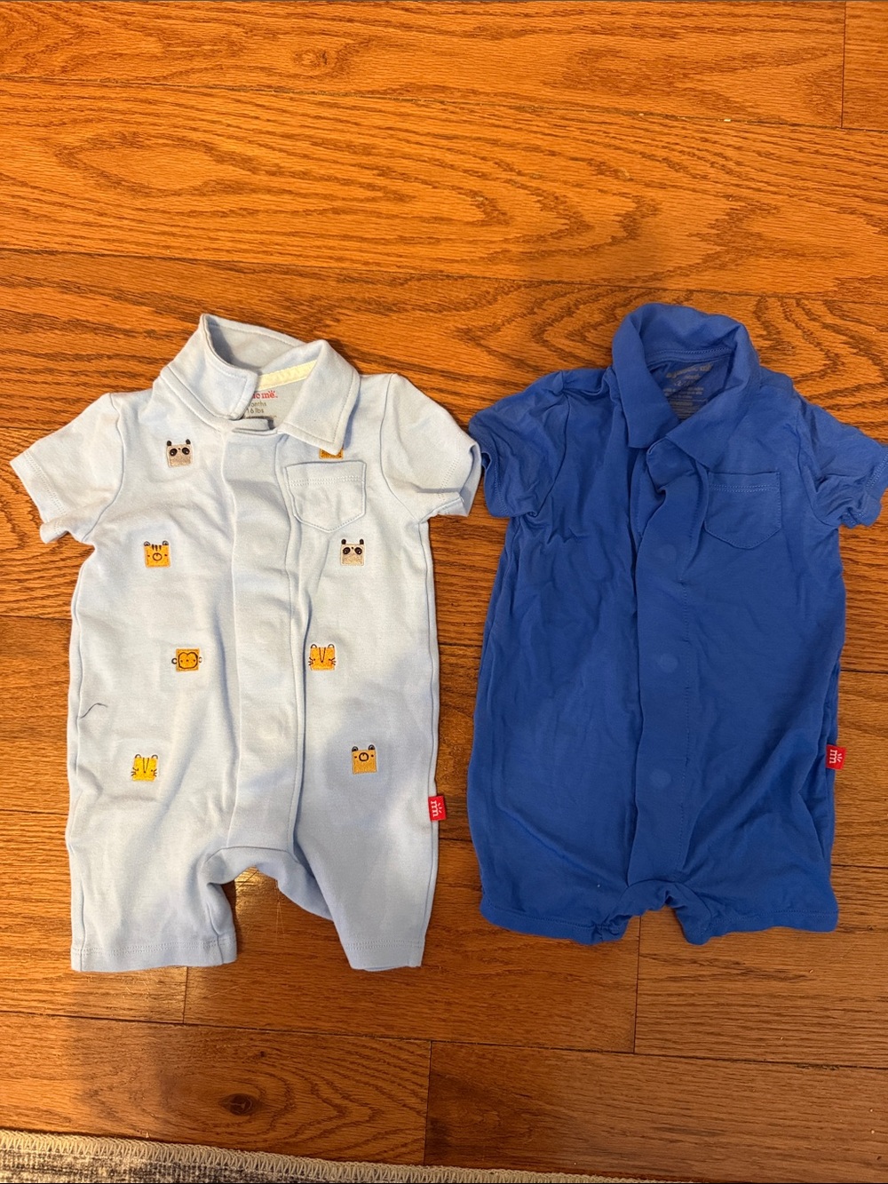 Magnetic Me Light Blue & Royal Blue Polo One-Piece Bodysuits *NEVER WORN